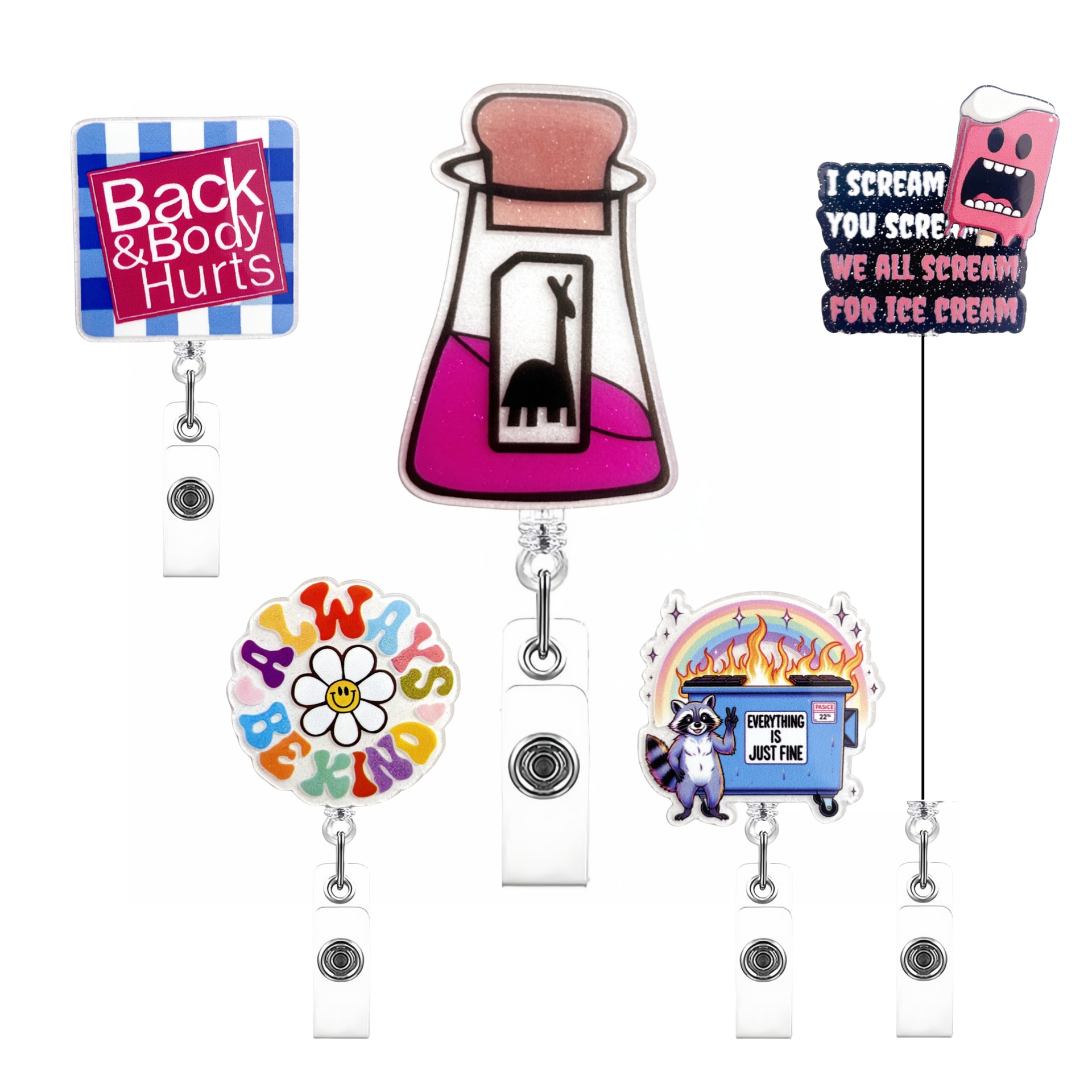 Wholesale Cross-border creative cartoon graiti acrylic fun telescopic rotating badge clip camel tion easy pull easy pull buckle