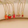 Wholesale Jewelry Cute Commute Fruit 304 Stainless Steel Copper Zircon 18K Gold Plated Inlay Pendant Necklace