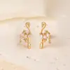 1 Pair Elegant Sweet Swan Flower Butterfly Plating Inlay 304 Stainless Steel Copper Zircon Gold Plated Ear Studs