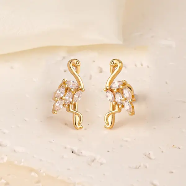 1 Pair Elegant Sweet Swan Flower Butterfly Plating Inlay 304 Stainless Steel Copper Zircon Gold Plated Ear Studs