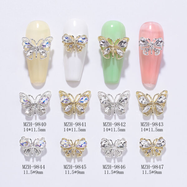 Wholesale Hollow nail art alloy small butterfly jewelry three-dimensional nail nail art accessories wholesale shaped diamond nail art butterfly jewelry