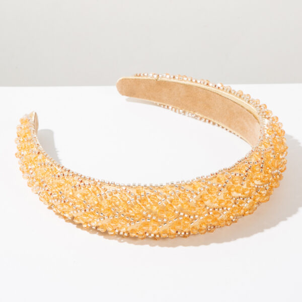 Wholesale Korean Style Luxury Handmade Beaded Hair Hoop Women's Fashionable Simple Crystal Rice Beads Decorative Headband All-match High Cranial Top Hair Aessories