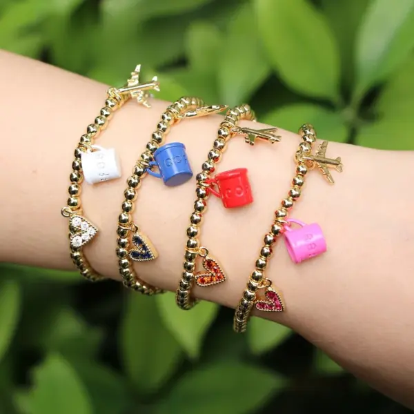 Copper Plating Geometric Artificial Gemstones Copper Bracelets