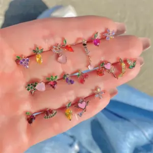 Fruit Brass Gem Copper Earrings