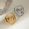 304 Stainless Steel Spiral Thread PVD Coated 18K Real Gold Plated Real Gold Plated IG Style Waterproof Non Tarnish Plating Gold Open Rings