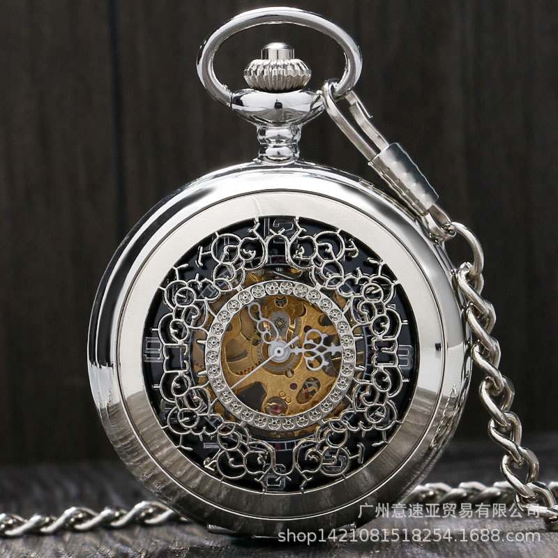 Wholesale Factory Sply Fashion Hollow Window Flower Manual Mechanical cket Watch Roman Literal Men's Gift Watch Foreign Trade Hot Sale