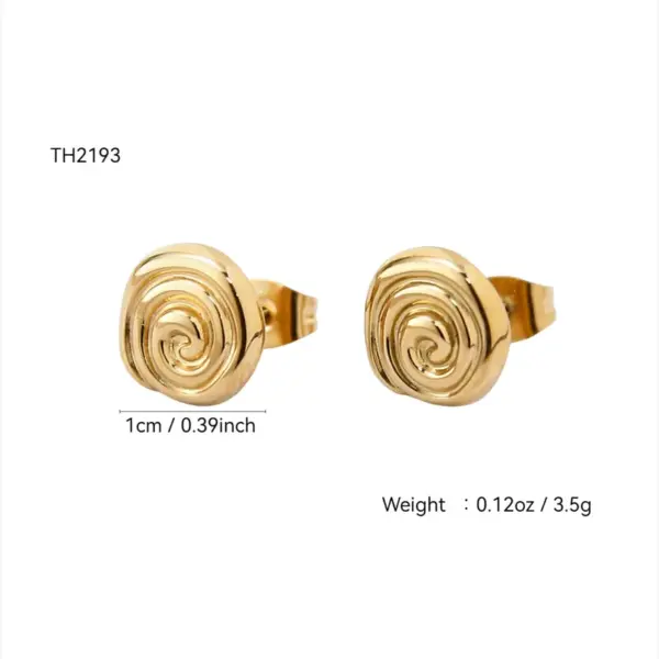 Wholesale Elegant Spiral Rose Gold Plated Stainless Steel Stud Earrings For Women Fashionable Minimalist High-End Feel Casual Chic