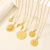 Wholesale PVD Coated Real Gold Plated Sun Star Moon 304 Stainless Steel Casual Simple Style Waterproof Non Tarnish 304 Stainless Steel Pendant Necklace