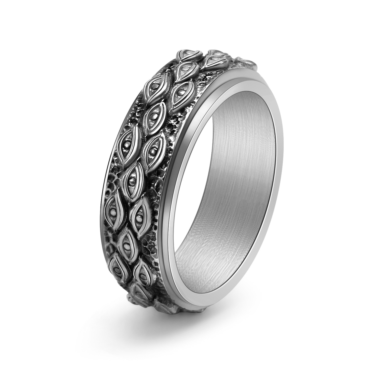Wholesale Cross-Border Amazon Jewelry Retro God's Eye Rotatable Ring Stainless Steel Men's Eye Ring Hand Jewelry