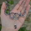 Wholesale Hot sale double snake necklace silver, gothic necklace, snake jewelry crystal necklace, winding snake necklace
