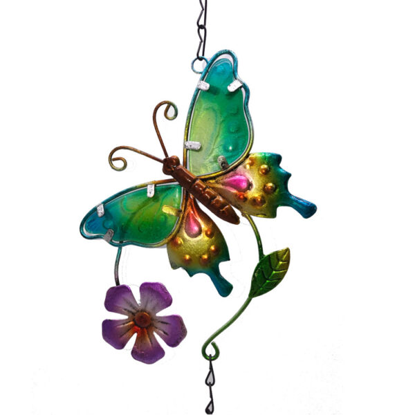 Wholesale Butterfly Glass Painted Metal Wind Bell Iron Crafts Hanging Decorations Creative Garden Pastoral Gifts St