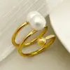 Wholesale Ion Plating (IP) 14K Gold Real Gold Plated Round Palm 304 Stainless Steel Elegant Baroque Style Modern Style Waterproof Non Tarnish Rings
