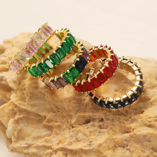 Wholesale Elegant Glam Luxurious Solid Color Copper Plating Inlay Zircon 18k Gold Plated Open Rings