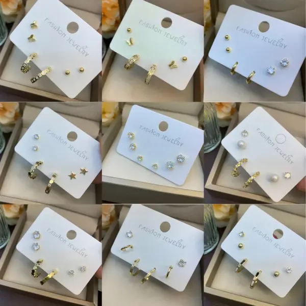 Wholesale 6 Pieces Casual Cute Shiny Fruit Snowflake Plating Inlay Copper Artificial Diamond 14K Gold Plated 16K Gold Plated Ear Studs