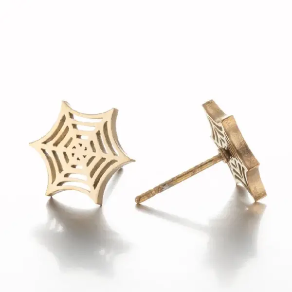 PVD Coated 18K Gold Real Gold Plated Web Titanium Steel Fashion Waterproof Non Tarnish Ear Studs