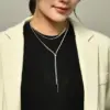 Wholesale 304 Stainless Steel Solid Color PVD Coated 18K Real Gold Plated Elegant Waterproof Non Tarnish Plating Long Necklace