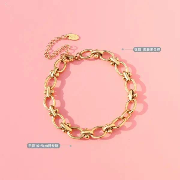 Wholesale PVD Coated Real Gold Plated 18K Gold Geometric 304 Stainless Steel Fashion Waterproof Non Tarnish 304 Stainless Steel Bracelets