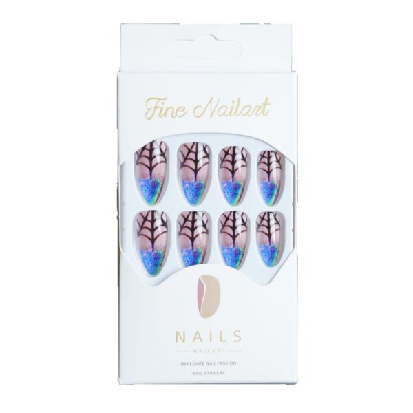 Wholesale Halloween Laser Spider Web Almond Wearable Nail