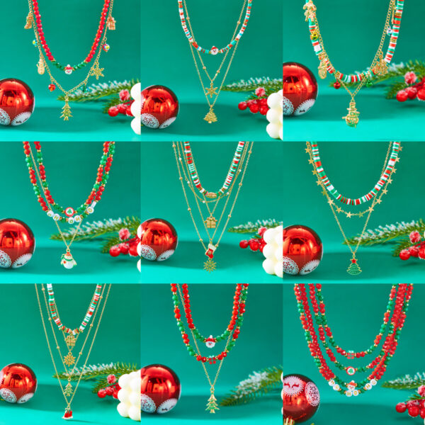 Wholesale Christmas polymer clay beaded necklace