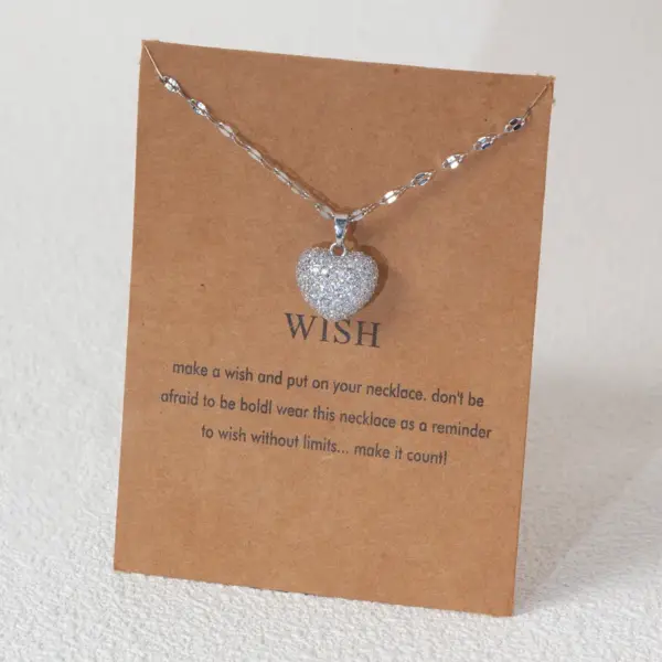 Stainless Steel 18K Gold Plated White Gold Plated Simple Style Plating Inlay Heart Shape Zircon Pendant Necklace