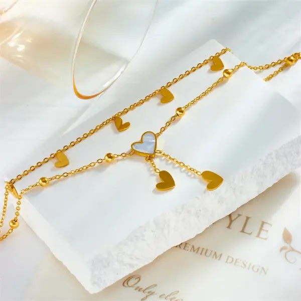 Wholesale 304 Stainless Steel Star Moon PVD Coated Acrylic 18K Real Gold Plated Elegant Romantic Solid Color Waterproof Non Tarnish Anklet
