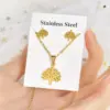 Fashion Star Tree Heart Shape Titanium Steel Hollow Out Women's Earrings Necklace 1 Set