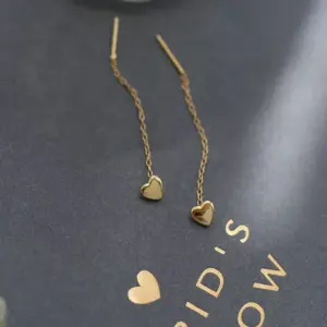 Peach Heart Hanging Earrings / Gold