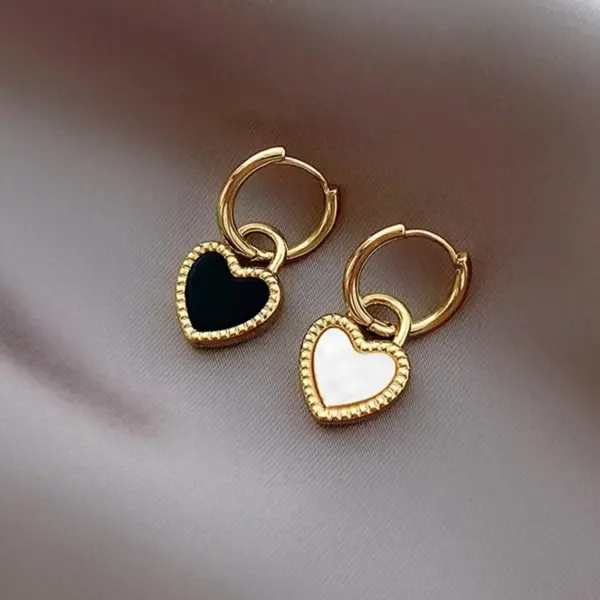 Wholesale 1 Pair Fashion Heart Shape Plating 304 Stainless Steel Acrylic 18K Gold Plated Stainless Steel Earrings
