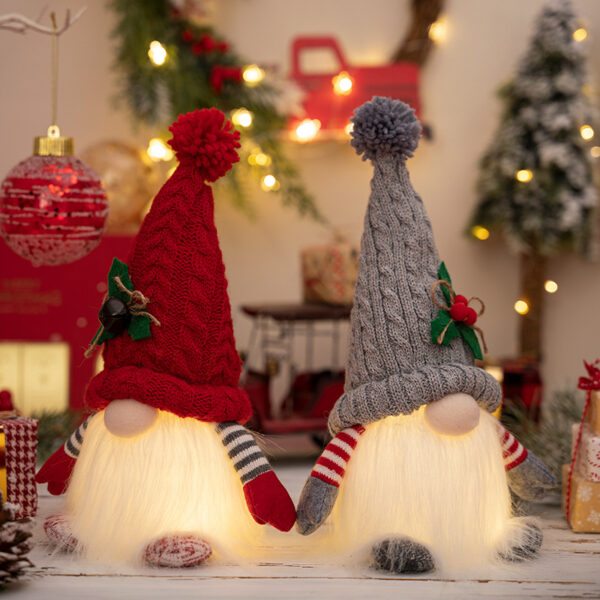 Wholesale Christmas Knitted Hat with Lights Doll Ornaments