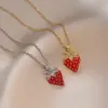 Wholesale Jewelry Sweet Fruit Titanium Steel Diamond Pendant Necklace