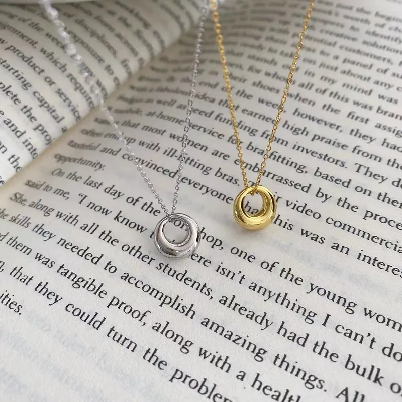 Wholesale Jewelry Simple Style Commute Circle 304 Stainless Steel 18K Gold Plated PVD Coated Plating Hollow Out Cable Chain Necklace