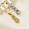 Wholesale 304 Stainless Steel Copper K Gold Plated Rhodium Plated Plating Inlay Circle Infinity Zircon Pendant Necklace