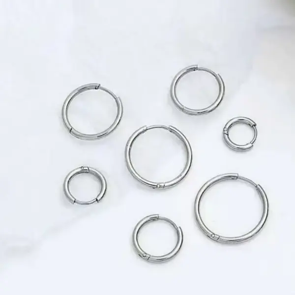 Wholesale Titanium Steel Hoops Earrings 1.6 Gauge Round Wire Ear Rings Style Piercing Jewelry Hoop Earrings