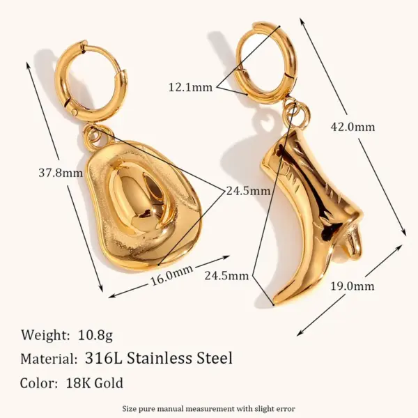 Wholesale PVD Coated Real Gold Plated Solid Color Stainless Steel Simple Style Waterproof Non Tarnish Earrings