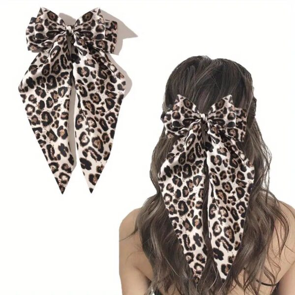 oly-705440c5ed5c863c0cbc4876fdd15601 Wholesale Cross-Border Retro Leopard Print Bow Printed Ribbon Spring Clip Hair Accessories Ponytail Hairpin Fabric New Women's Hair Accessories