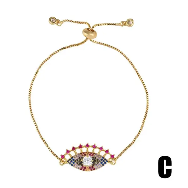 Brass Inlaid Zircon Artificial Gemstones Copper Bracelets