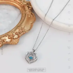Xl971 Smart Blue Loving Heart Necklace / Silver