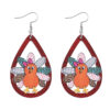 Wholesale Cross-Border New Autumn Harvest Thanksgiving Cute Turkey Water Drop Hollow Pendant Earrings Wooden Double-Sided Earrings