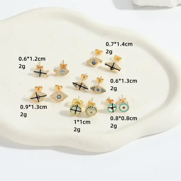 Wholesale 1 Pair Elegant Simple Style Commute Devil's Eye Enamel Inlay Copper Zircon 14K Gold Plated Ear Studs