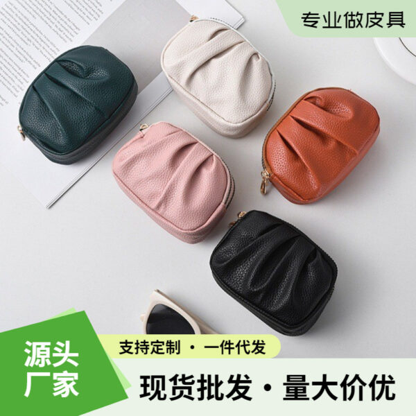 Wholesale Multifunctional pleated double-layer zipper coin purse