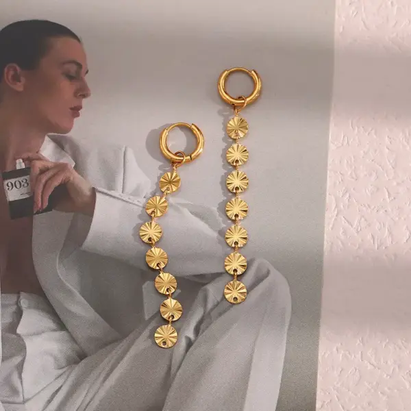 Wholesale PVD Coated Real Gold Plated 18K Gold Snowflake 304 Stainless Steel Fashion Waterproof Non Tarnish Drop Earrings