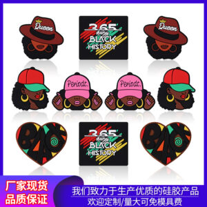 Wholesale Cross-border Creative Black Girl Silicone Beads Black History Month Decoration Straight Hole Beads DIY Bracelet Drop Glue Beads