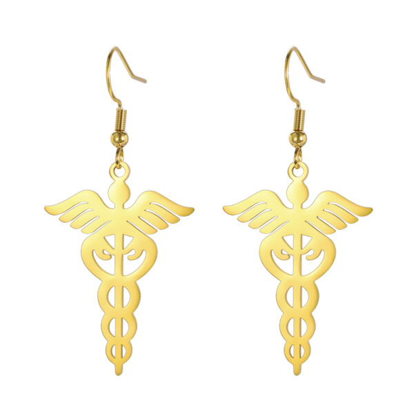 Wholesale Factory Direct Sales Cross-Border Hot Selling European and American Retro Ear Hook 304 Stainless Steel Scepter Pendant Earrings