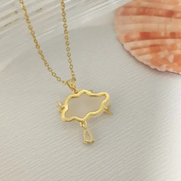 Wholesale 201 Stainless Steel Gold Plated Silver Plated Inlay Clouds Resin Zircon Pendant Necklace