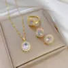 Wholesale Elegant Lady Simple Style Geometric Artificial Gemstones Titanium Steel Copper Inlay Artificial Gemstones Gold Plated Rings Earrings Necklace