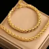 Wholesale 316 Stainless Steel Geometric Electroplated 18K Real Gold Plated Casual Elegant Classic Style Waterproof Non Tarnish Basket Chain Bracelets Necklace Jewelry Set
