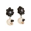 Wholesale European and American Cross-border Dark Skull Black Camellia Earrings Halloween Funny Fun Earrings Earrings Women