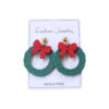 Wholesale Enameled Christmas wreath earrings