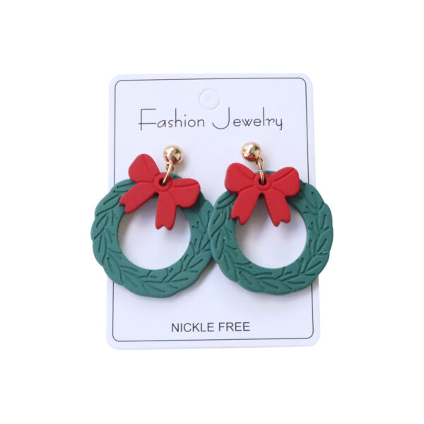 Wholesale Enameled Christmas wreath earrings