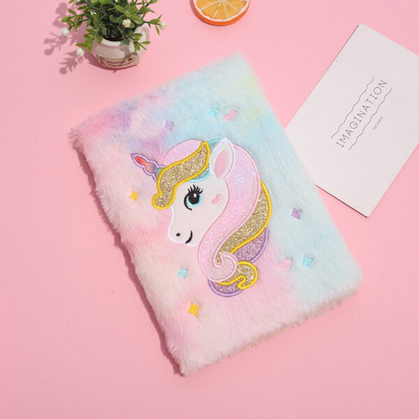 Wholesale Girly Unicorn Notebook eamy Cartoon Plush Notepad